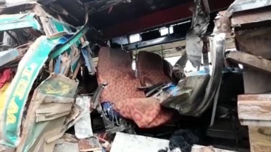 Bus Damaged In Accident