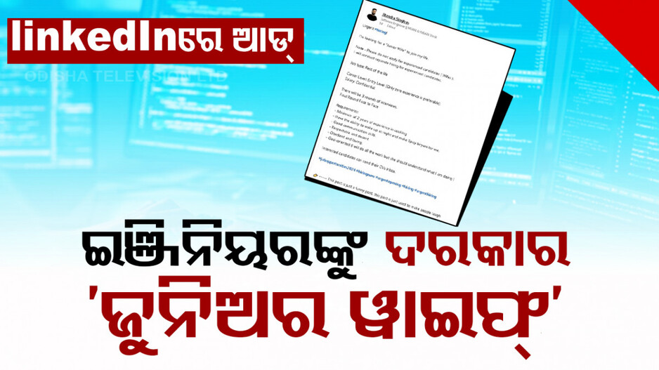 ସଫ୍ଟୱେର ଇଞ୍ଜିନିୟରଙ୍କ ବିଚିତ୍ର ବିଜ୍ଞାପନ...‘ଜୁନିଅର ୱାଇଫ୍‌ ଆବଶ୍ୟକ’