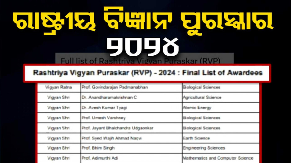୩୩ ଜଣ ପାଇବେ ରାଷ୍ଟ୍ରୀୟ ବିଜ୍ଞାନ ପୁରସ୍କାର
