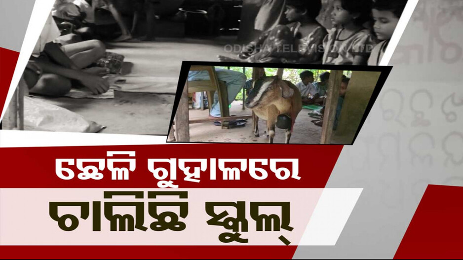 ଶିକ୍ଷା ବ୍ୟବସ୍ଥାର ବିକଳ ଚିତ୍ର; ଛେଳି ଗୁହାଳରେ ପାଠ ପଢ଼ୁଛନ୍ତି ଛାତ୍ରଛାତ୍ରୀ 