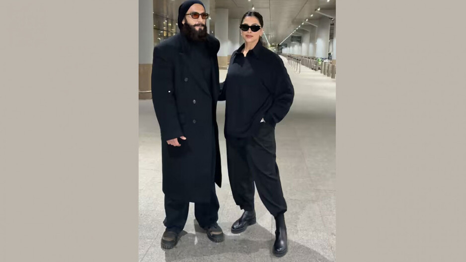 Deepika Padukone: ଅଲ୍ ବ୍ଲାକ୍; ଆଖିରେ ଚଷମା; ବିମାନବନ୍ଦରରେ ଦୀପିକା-ରଣବୀର