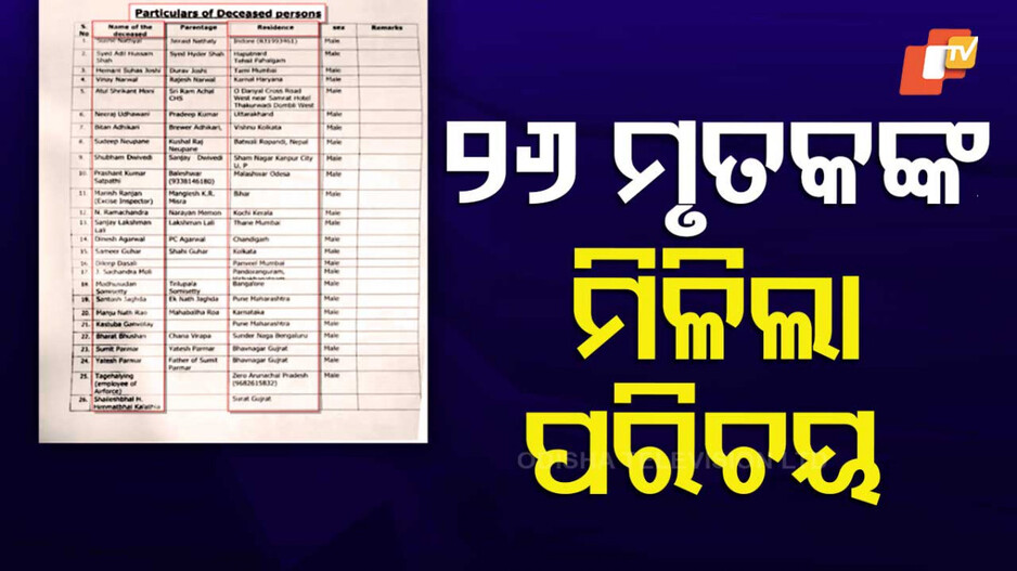 Pahalgam Terror Attack: ୨୬ ମୃତକଙ୍କ ମିଳିଲା ପରିଚୟ