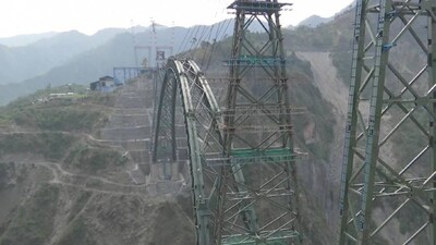 Arch Bottom Of World's Highest Railway Bridge On Chenab River In J&K Completed
