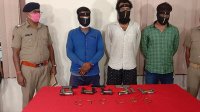 3 Notorious Gun Runners Nabbed In Cuttack; 5 Firearms, 30 Live Rounds Seized 