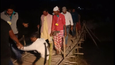 Union Min Tudu Crosses Bamboo Bridge At Midnight To Reach Tribals In Remote Balasore Village