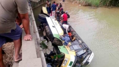 Nine Killed As RTC Bus Falls Into Stream In Andhra