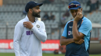 Injured Virat Kohli Receives Throwdowns From Rahul Dravid