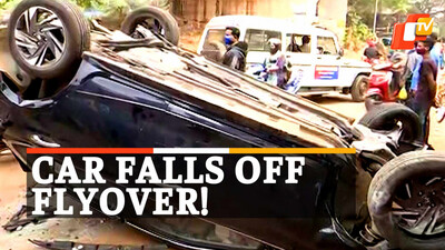 Car Falls Off Flyover!