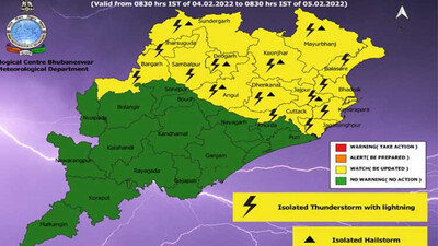 Hailstorm In Several Parts Of Odisha On Feb 4; IMD Issues Yellow Warning For Thunderstorm