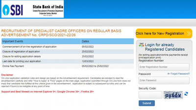 SBI Recruitment 2022: Apply For Specialist Cadre Officer Regular Posts, Check Details    