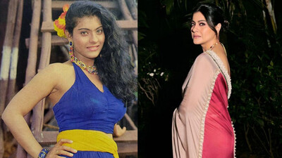 Kajol in Baazigar (Left) Latest (Right)