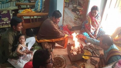 Odisha T20 captain Govind Poddar (Left) during his family Durga Puja