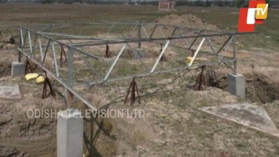 high-tension power transmission towers in Bhadrak