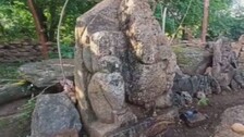 Remains Of Ancient Temple Surface From Reservoir In Odisha's Malkangiri