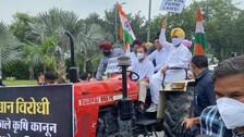 Rahul Gandhi Drives Tractor To Parliament, Demands Withdrawal Of 3 Farm Laws