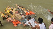 Low Key Idol Immersion Ceremony To Mark End Of Durga Puja Festival In Odisha