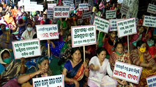 Contractual ICDS Women Supervisors Hit Streets In Bhubaneswar Demanding Regularisation Of Job