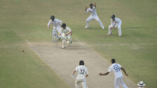 Wicketkeeper Wriddhiman Saha attempts to run out New Zealands Will Young during second day of the fi
