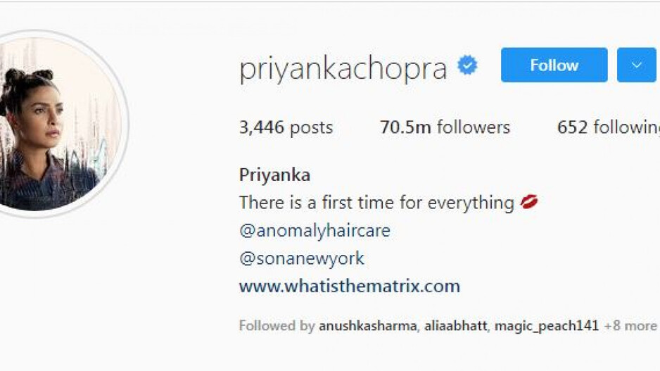 Priyanka's New Insta Bio