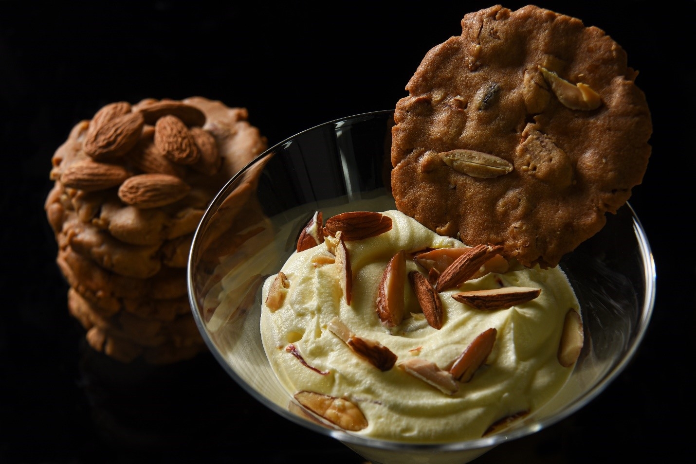 Badam Milk Mousse, Almond Biscotti