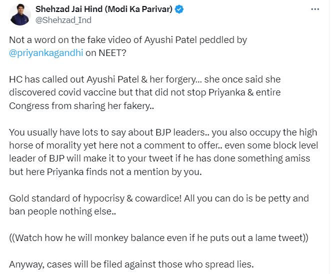 BJP Spokesperson Shehzad Poonawallas tweet
