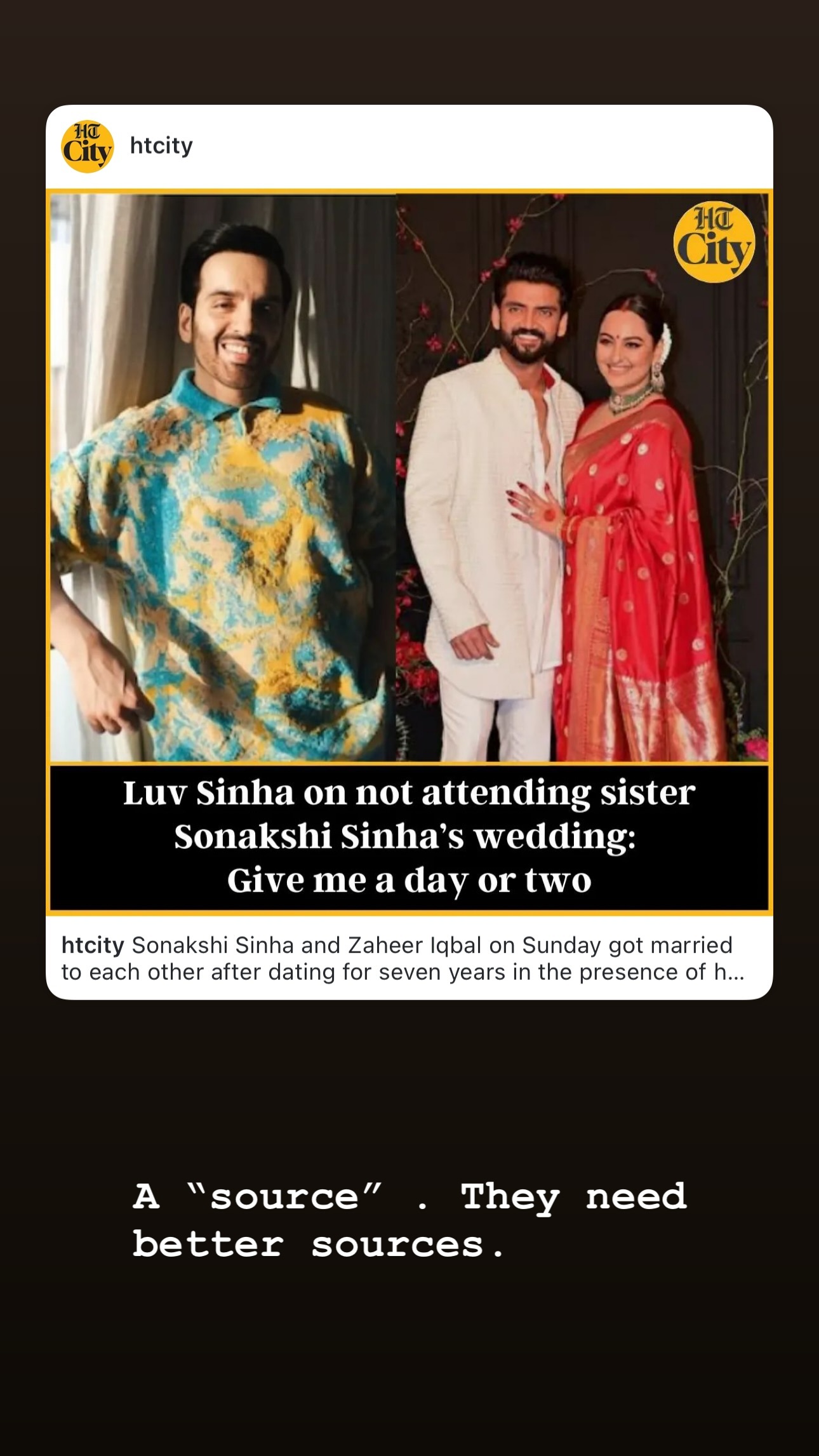 Luv Sinhas Insta Story